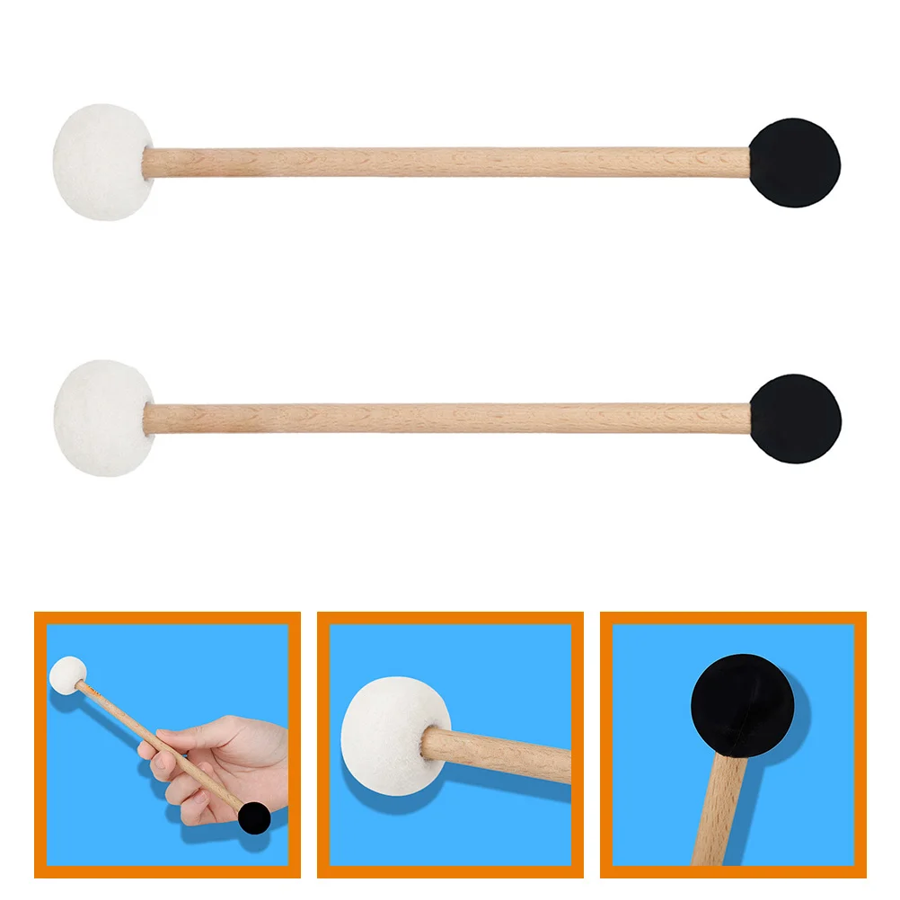 

2Pcs Music Bowl Mallet Double-Ended Rubber Felt Wood Handle for Singing Bowl Striking Articulation on Marimbas Chimes Bells