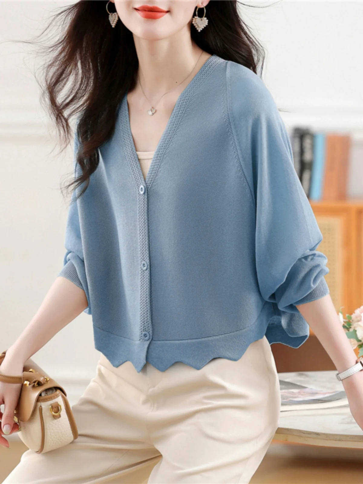 High Quality Thin Ice Silk Knitted Sunscreen Cardigan for Women's Summer Outerwear, Air-conditioned Cover Up, Shawl Jacket