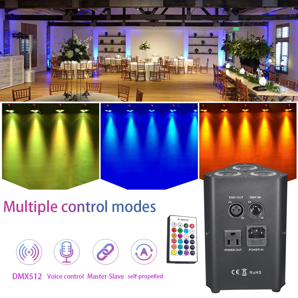 MUXXDJ RGBAW UV 6in1 Battery Par Light 3*18W Triangle Wash Wall Light DMX512 Wireless Effect Light For Concert Disco Party