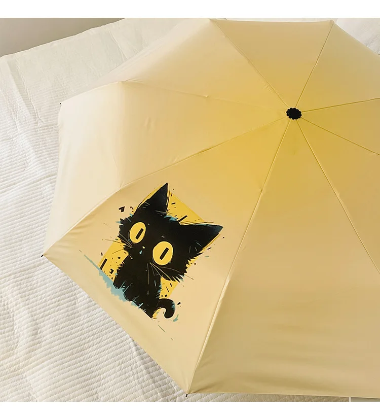 Yellow Cat Umbrella Full Automatic New Fashion Cartoon Umbrella Strong UV Protection Sombrilla Auto