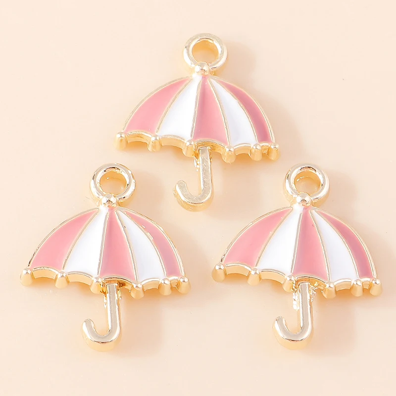 20pcs 15x19mm Cute Colorful Enamel Umbrella Charms Pendants for Jewelry Making Necklaces Earrings Bracelets DIY Crafts Supplies