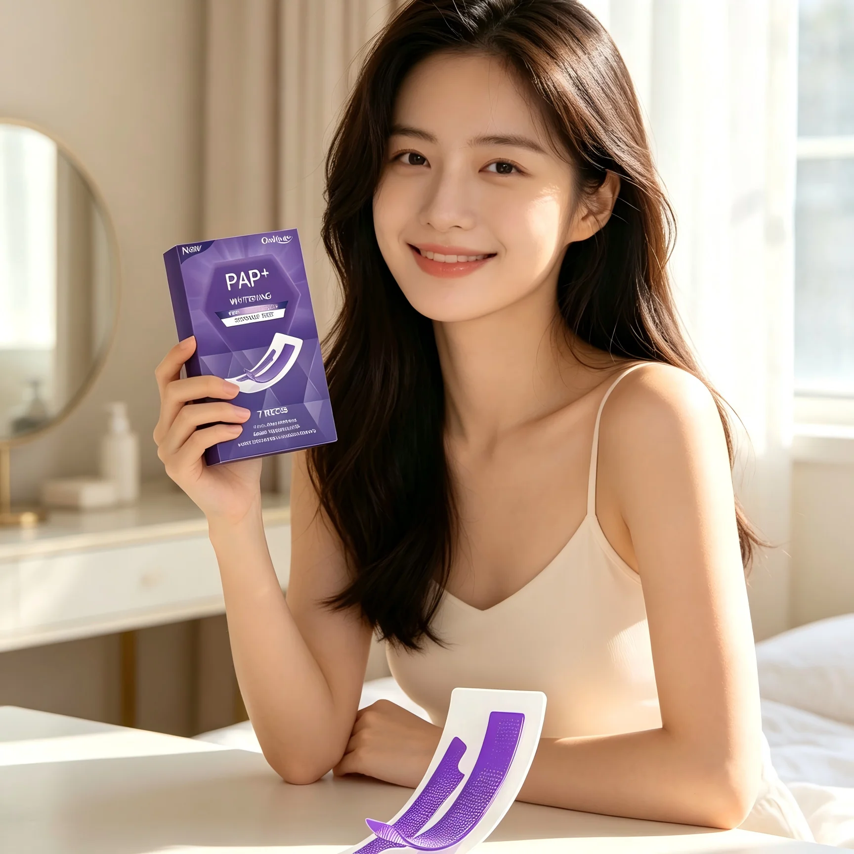 Oralhoe Purple Teeth Whitening Strips Color Correction Coffee Wine Clean Teeth Stain Remover Mint Brighten Teeth Strips 7pieces gallery 1