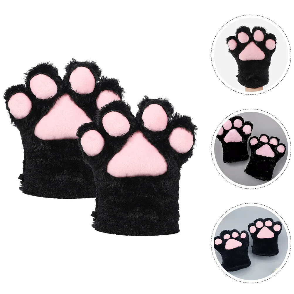 Bear Claw Handschoenen Pluche Cat Paw Wand Thermisch Zwart voor kinderen Wanten Dierenhangmat