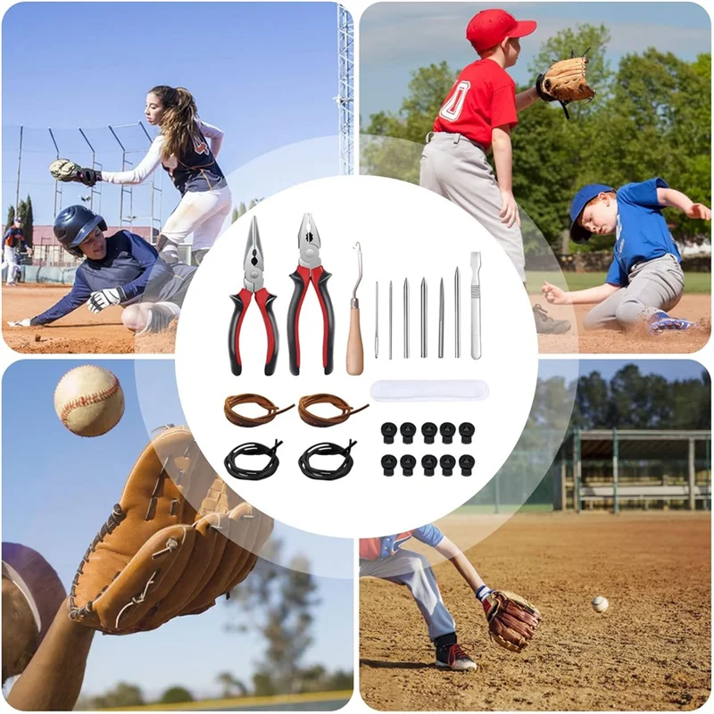 

【NEW】Glove Relacing Kit For Baseball Softball,Accessories Mitts Glove Care Repairing Kit Cutter Glove Locks Lacing Tools
