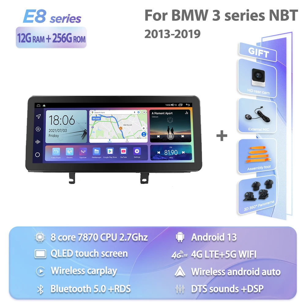 CZT-AUTO Android 12 System Car Player for F30 3-Series NBT 2012-2017 DSP DTS 5.1HIFI  Radio Stereo Multimedia