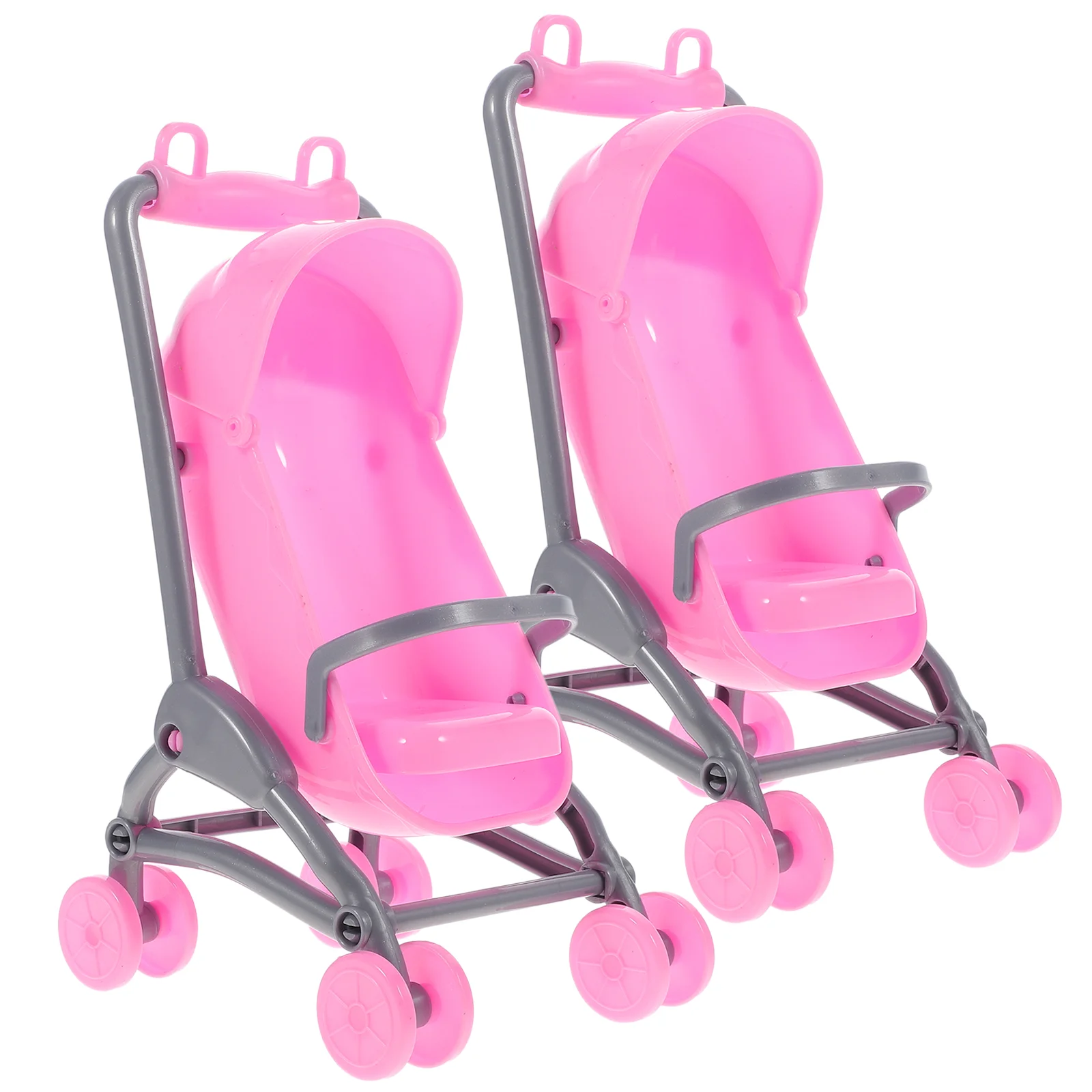 2pcs Mini Baby Carriage Simulation Stroller Toy Play House Stroller Model Plastic Baby Stroller Toy baby carriage toys