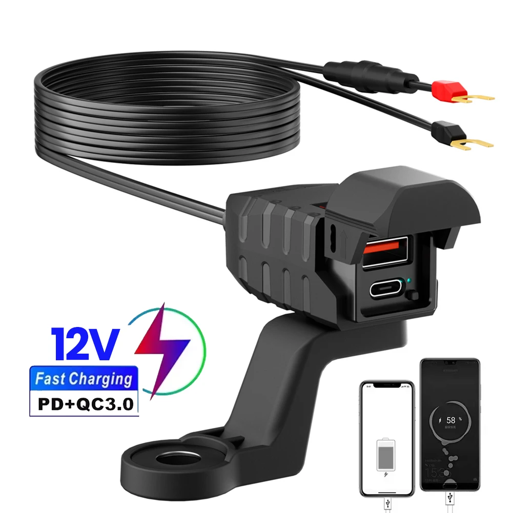 

PD QC3.0 Motorcycle USB Charger 12V Motorcycle Phone Charger Power Adapter Motorcycle Accessories for All Phone Tablet GPS