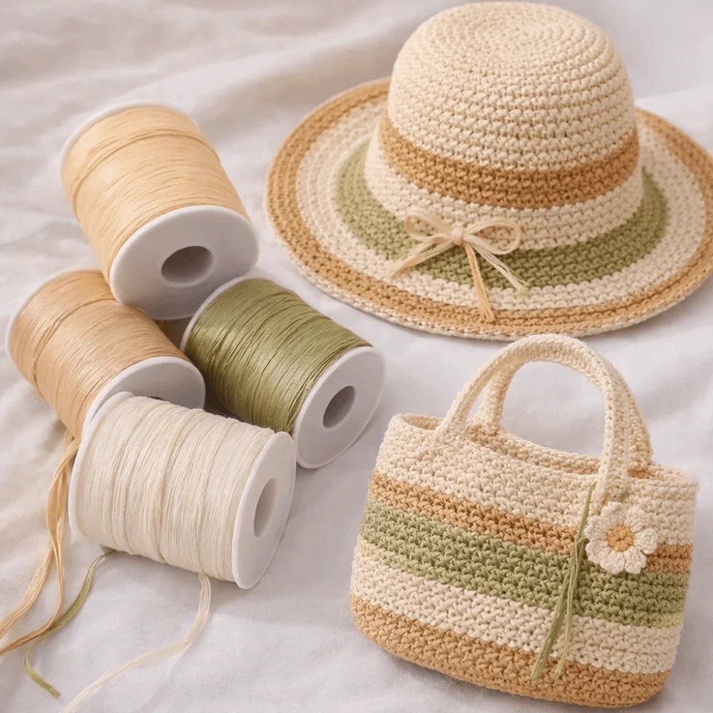 프리미엄 품질 120M 롤당 라피아 실 직조용 내구성  - Crochet Bag Raffia 리뷰 및 가격