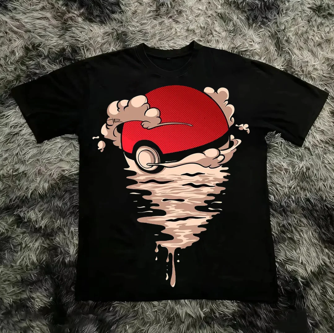 

Pokémon Gengar Printing Cotton T-shirt Men Women Summer Oversized Cotton Street Trendy Top Tee Y2k Vintage Unisex Hip-pop