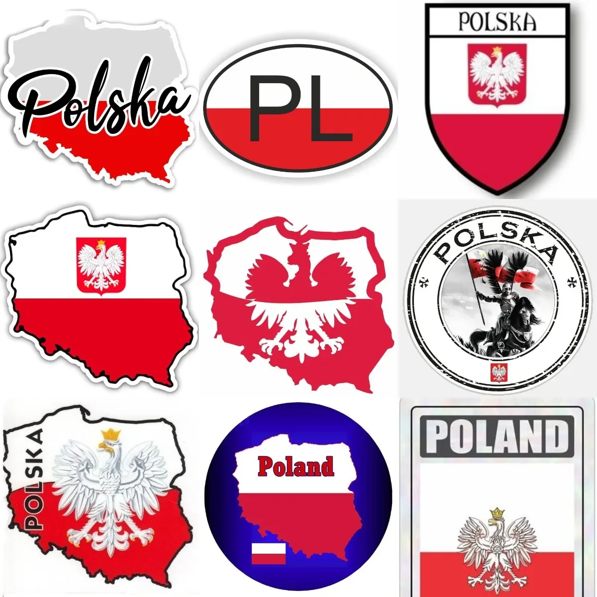 PL Polska Polish Eagle Poland Flag Map Stickers for Decorate Truck Motorcycle Bicycle Wall Room Car Window Van Table Off-road