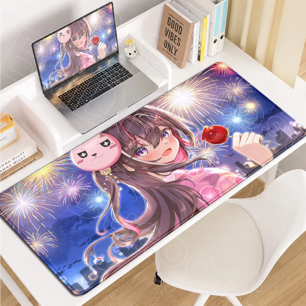 Hololive Vtuber Niedliches Mädchen A-AZKi Anime Mauspad, große, erweiterte Gaming-Tastaturunterlage, 90 x 40 cm, Gummi-Zubehör, Büro-Schreibtischunterlage. – Detail 14