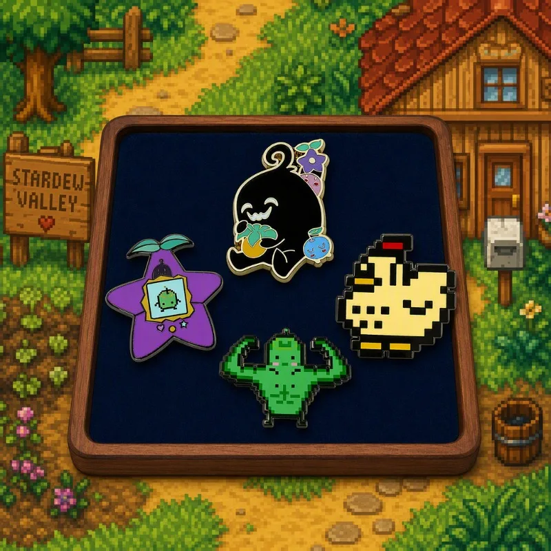 4PCS Stardew Valley Game Peripheral Pixel Chicken Farm Animal Enamel Pin Game Enthusiast Brooch Cute Badge Accessories Gift