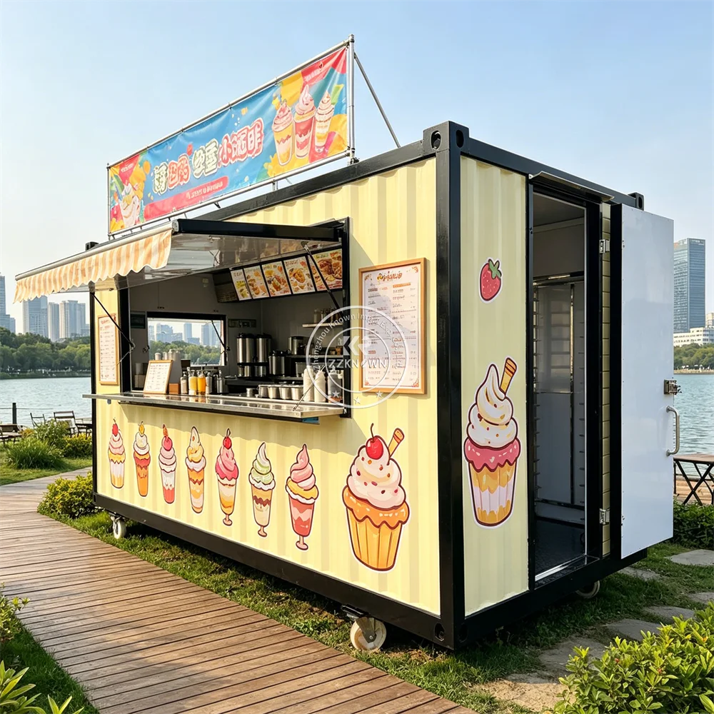 

Container Restaurant Outdoor Donut Waffle Container Kiosk Dessert Restaurant Mobile Container Bar with Kitchen Equipment