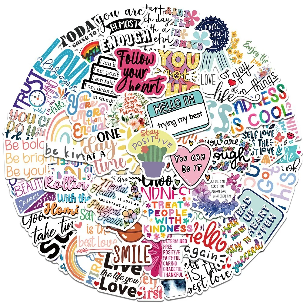 50pcs New inspirational stickers Motivational Quote for Adults Teachers Laptop Water Bottles suitcase helmet phone