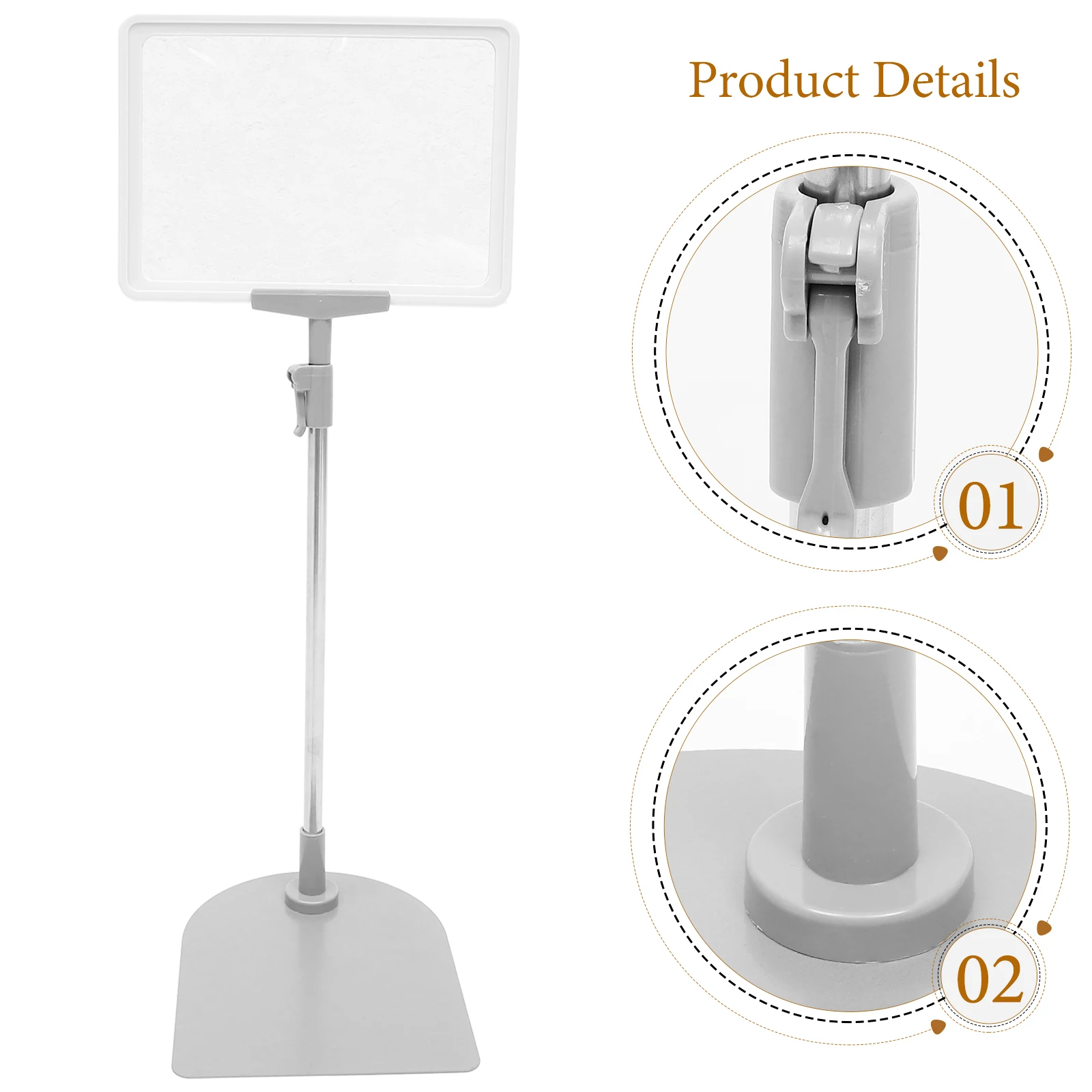 

A5 White Frame Silver Price Display Holder Supermarket Fruit Vegetable Tag Stand Lightweight Adjustable Label Sign