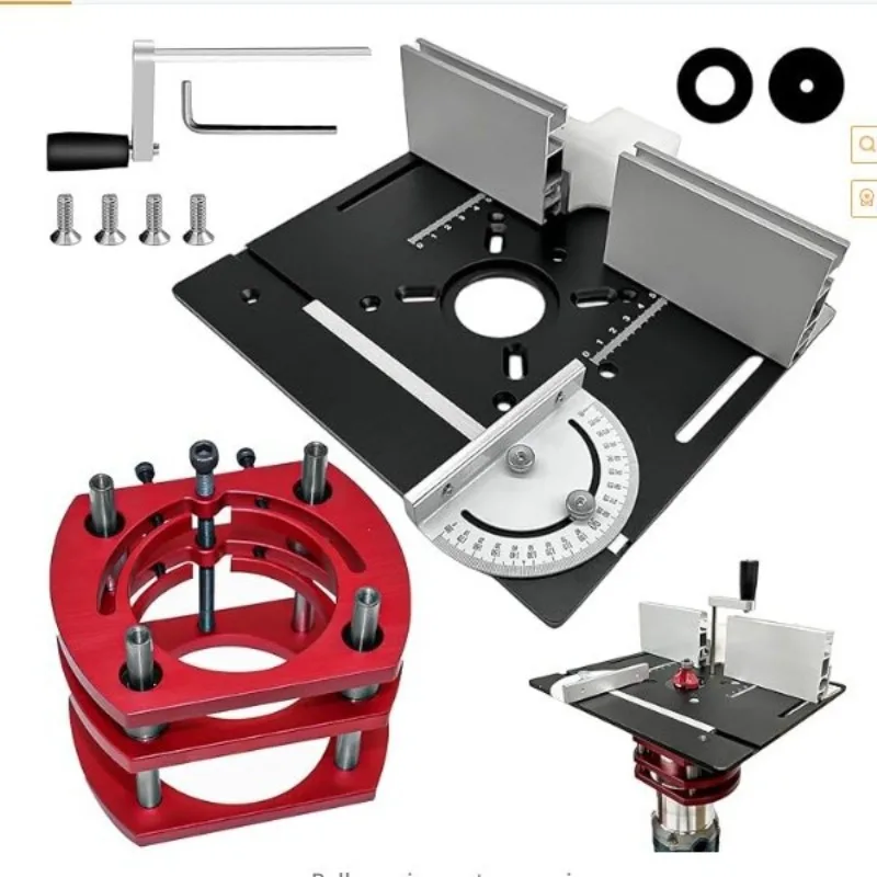 Router Table Insert Plate Kit Woodworking Trimmer Flip Board with Fence Miter Gauge Lift Base
