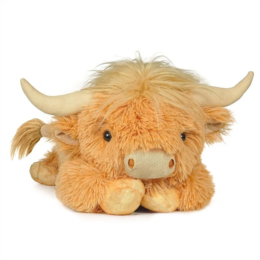 

Weighted Highland Cow Stuffed Animal 4.2 Lbs Large 21.6 Inch Plush Cattle Pillow Toy for Adults Christmas Birthday Gift Soft Br