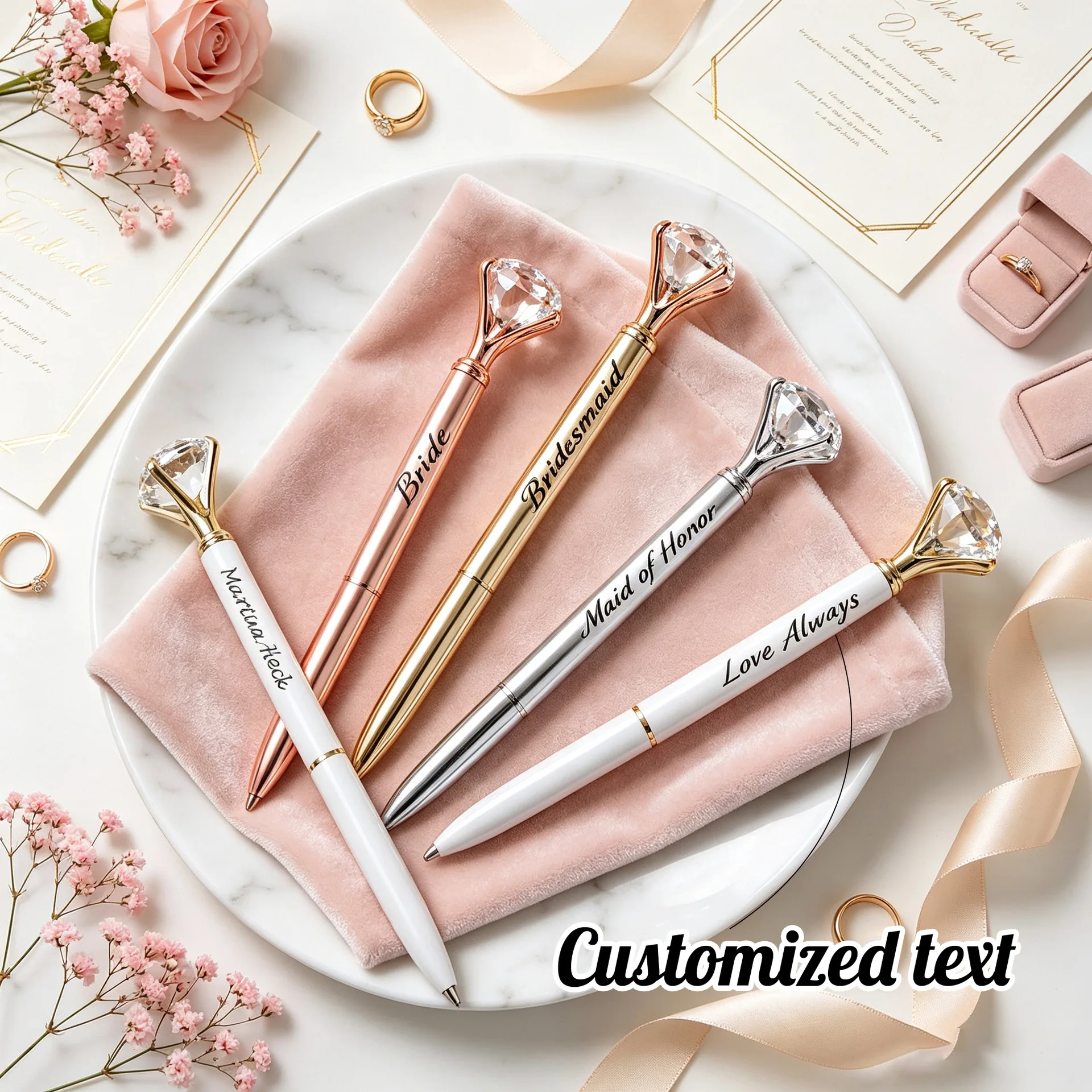 Personalised engraved metal ballpoint pen, custom name crystal pen, elegant office pen, personalised gift for teachers, friends