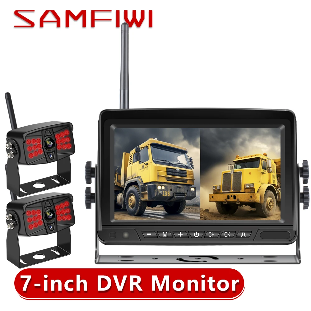 

7" 1280x720 High Definition AHD Wireless Truck DVR Monitor Night Vision Reverse Backup Recorder Wifi Camera For Bus Car