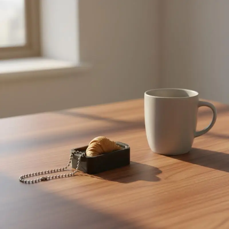 3D‑Printed Simulation Croissant Clicker Toy Keychain Pendant For Desktop Decoration Daily Hanging Holiday Gift Accessories ****