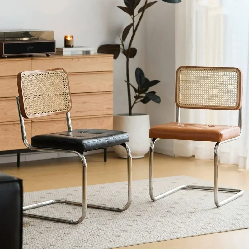 Nordisch, schlicht, Esszimmerstuhl, Zuhause, Schreibtischstuhl, Hocker, leichter Luxus, Retro, Rattan, komplett aus Massivholz, Schmiedeeisen, Rückenlehnenstuhl