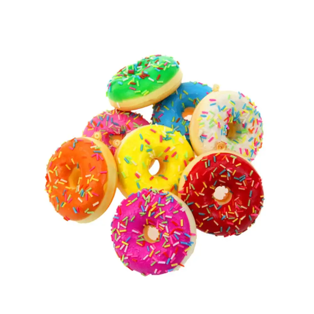 Slow Rebound Bread 7cm Donut Decompression Toy Pendant PU Simulation Pinching Release Stress Prank Props Gift Toy For Kids