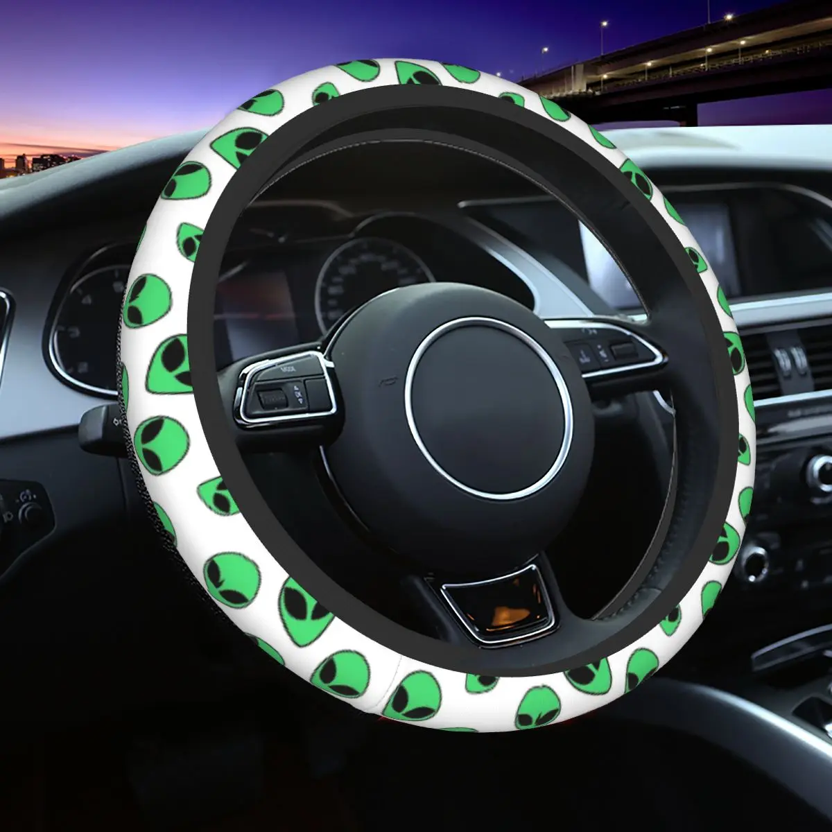 38cm Car Steering Wheel Cover Alien Pattern Soft Braid On The Steering Wheel Cover Auto Decoration Fashion Car Accessories