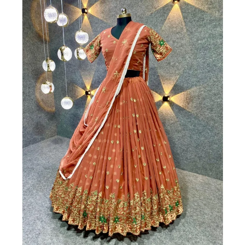 

Orange Lehenga CholI India Bollywood Designer ChoI Wear Bollywood Fullystitche Pakistan Clothing