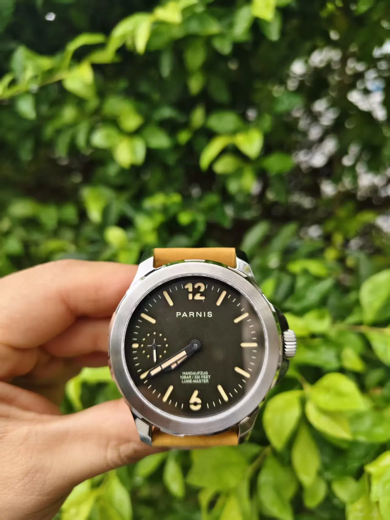 Parnis Men's 44MM Manual Mechanical Watch Engineer Seagull ST36 Movement Waterproof Authentic Men’s Luminous Large Dial