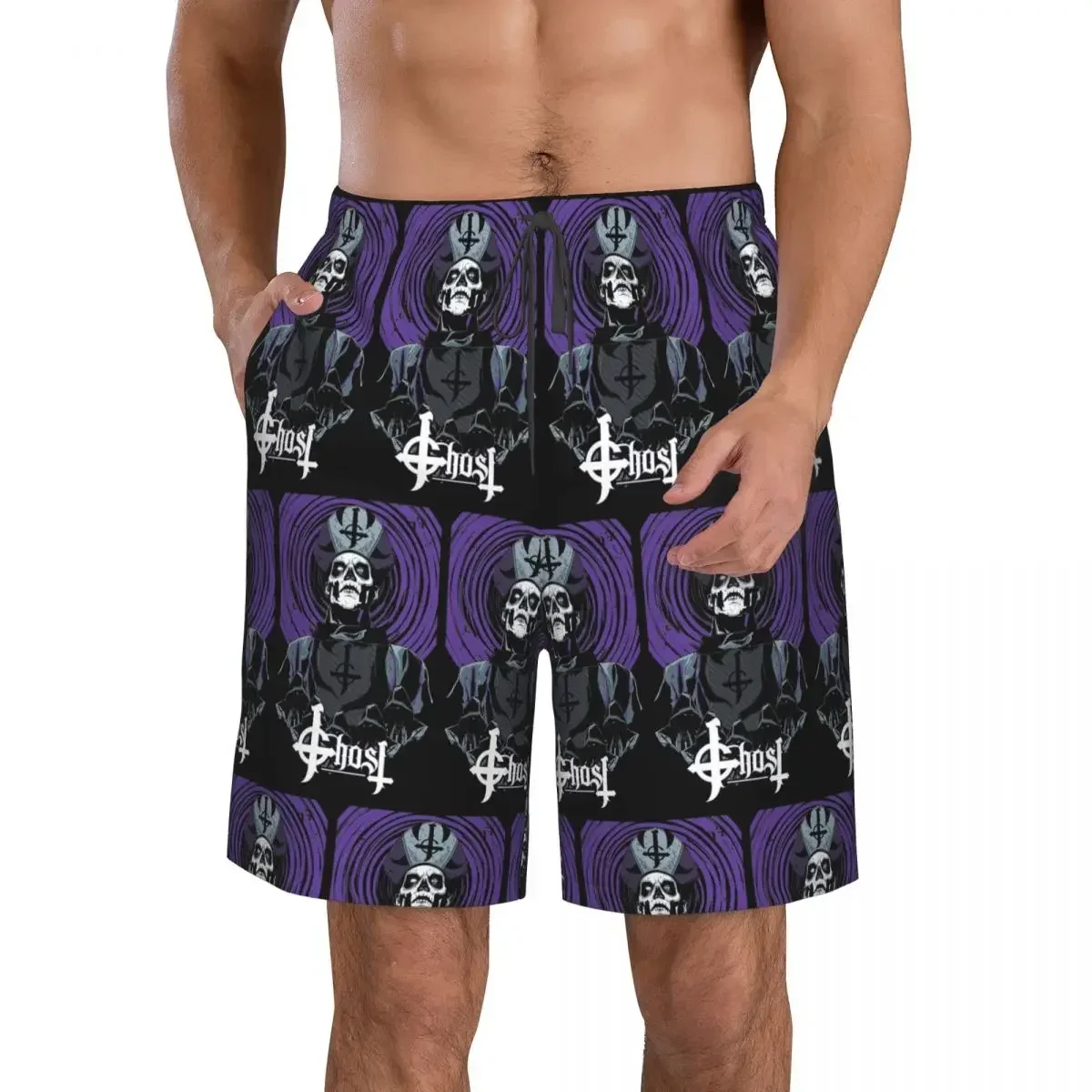 Ghost Heavy Metal Band Trunks Beach Board Shorts Casual Quick Dry Swimming Summer Men Pants