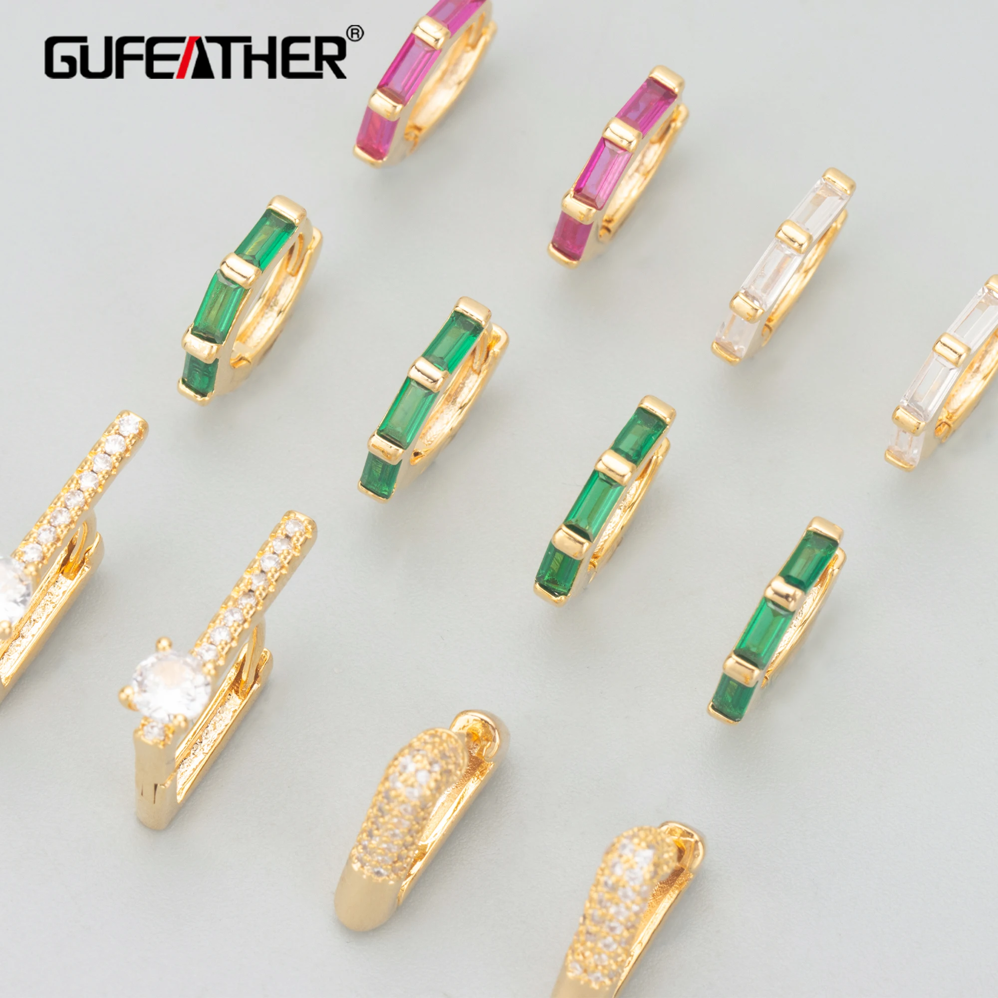 GUFEATHER MC83,ต่างหูผู้หญิง,18K Goldโรเดียมชุบ,ทองแดง,Charms,Hoopหูหัวเข็มขัด,แฟชั่นเครื่องประดับ,ต่างหู,6 ชิ้น/ล็อต