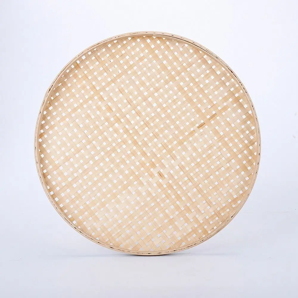 High Quality Handmade Weaving Bamboo Sieve Raft 6 Sizes Easy To Clean Round Dustpan Kitchen Storage Trays Home Decor