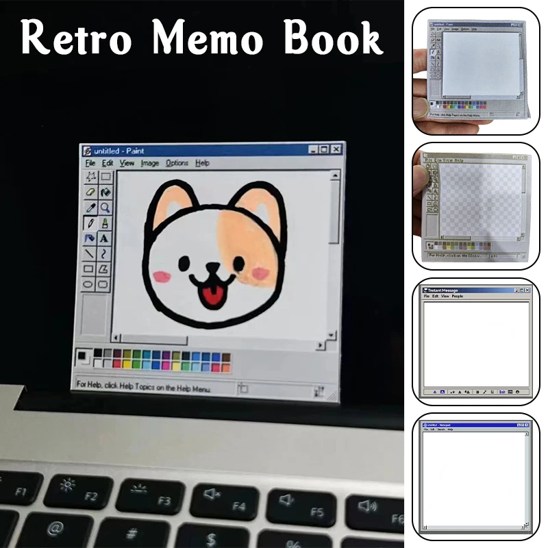 

50 Sheets Square Sticky Notes Pad Vintage Computer Drawing Board Perfect for Students Office Decor Aesthetic Tear-Off Memo Paper