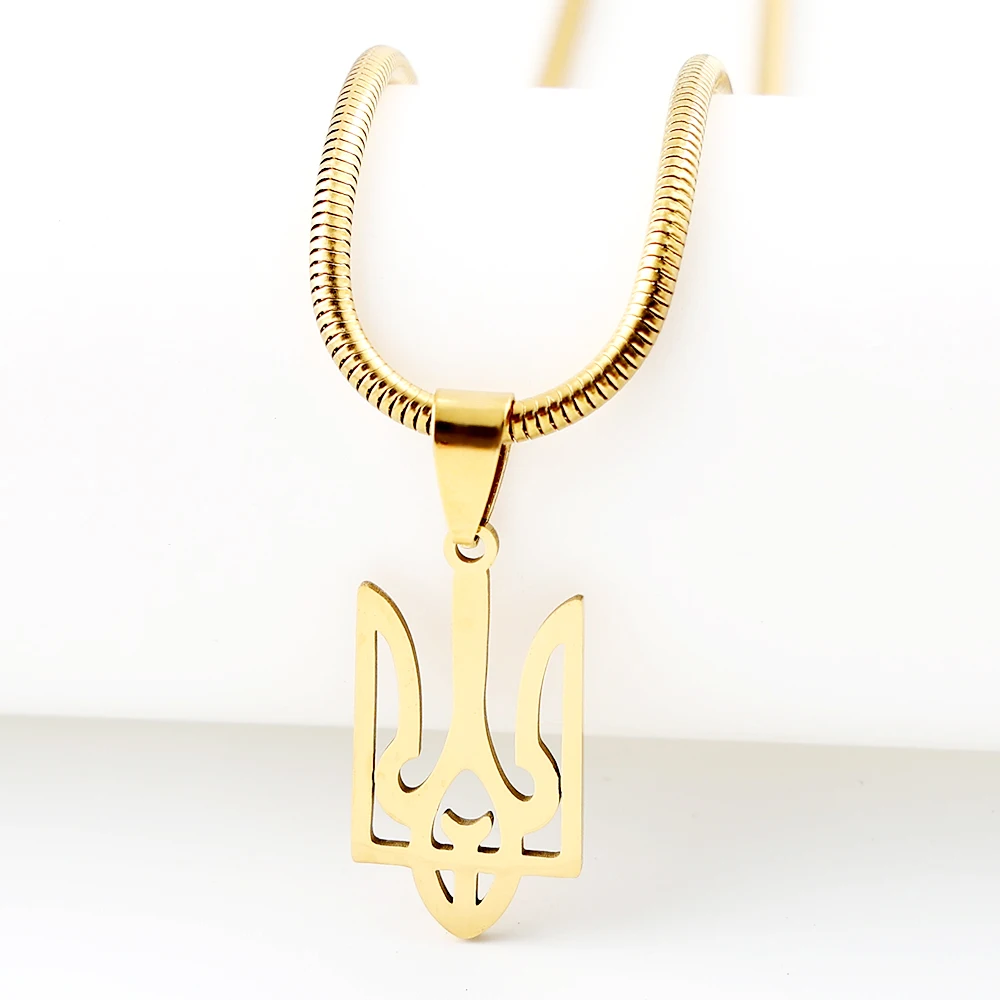 Fashion Ukraine Tryzub Trident Pendant Necklace for Women Men Stainless Steel Silver Color Magen Star of David Choker Jewelry