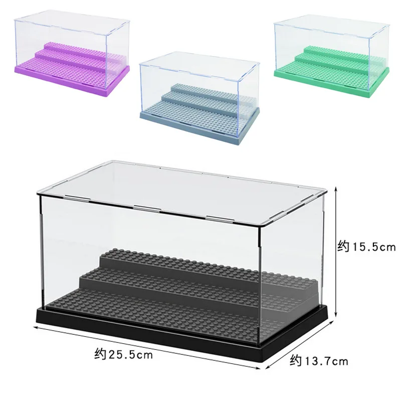 

4 Colors Acrylic 3 Steps Display Case Display Box Dustproof Showcase Dust Cover Building Blocks Mini Box Display Case Bricks