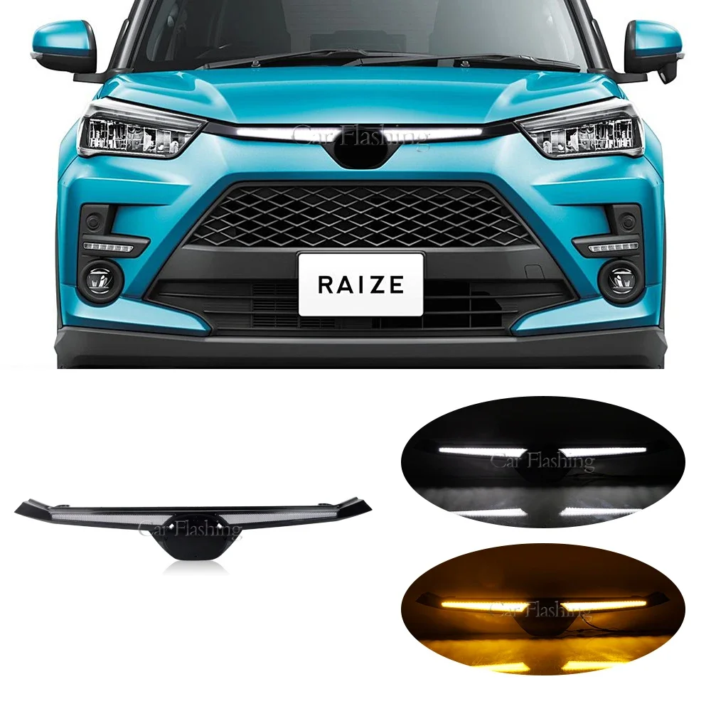 for Car DRL For Toyota Raize 2020 2021 2022 2023 2024 Grille Daylight LED Front Bumper Daytime Running Light turn signal