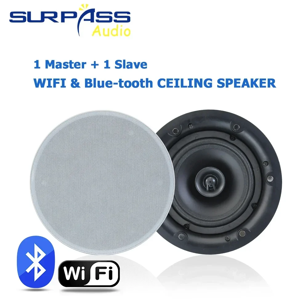 6 Inch WIFI Bluetooth Ceiling Speaker 30W ABS Decorative Materials Built-in Class D Power Amplifier Home Theather Sound System