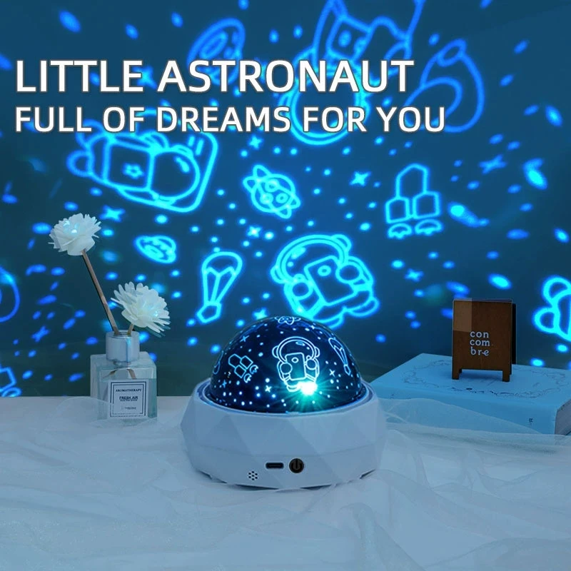 Проектор Galaxy, ночник звездного неба с Bluetooth-динамиком, 360° °   Вращающаяся лампа для настроения Magic Nebula для декора детской спальни