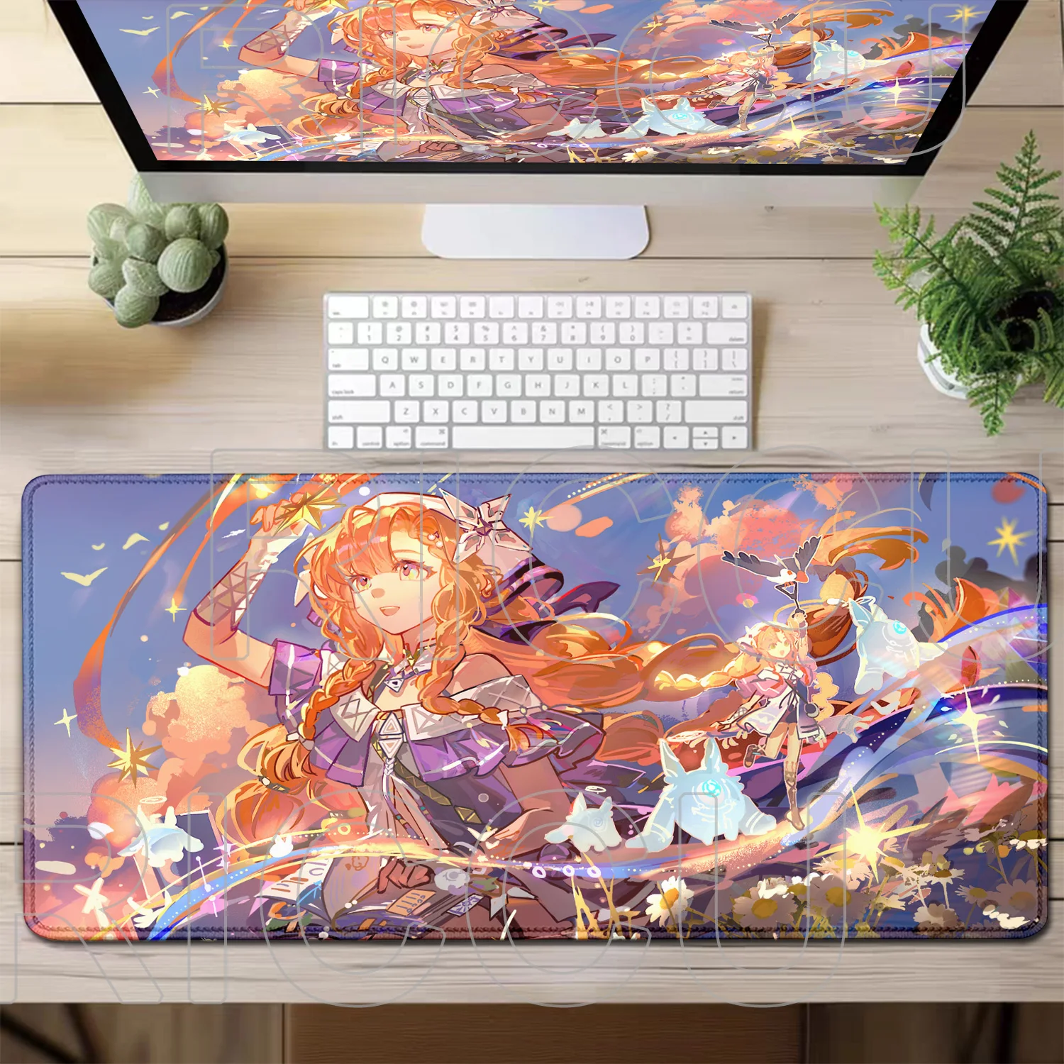 XXL Wuthering Waves Sigrika Computer-Gaming-Büro-Tastatur-Mauspad, Anime, rutschfeste Gummi-HD-Esports-Schreibtischunterlage, Teppich, erweiterbar – Detail 7