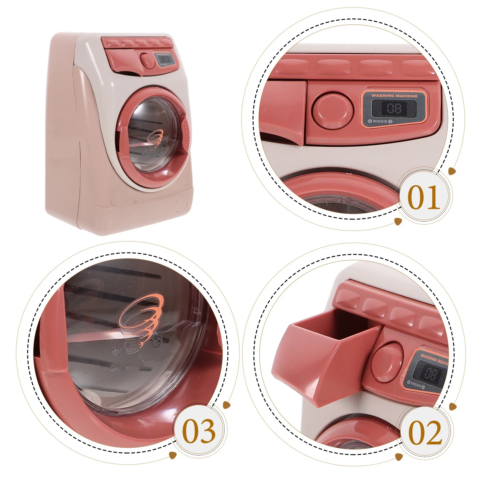 Aparato de juego de imitación, lavadora de plástico creativa, simulación de casa de juegos educativa temprana, regalo práctico de aprendizaje para el hogar