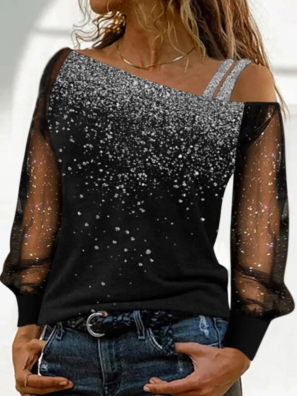 iny Long Sve Off-oulder Top Street Sle Slim Fit da donna irt Exposing One oulder Summer Faion 25-29 anni