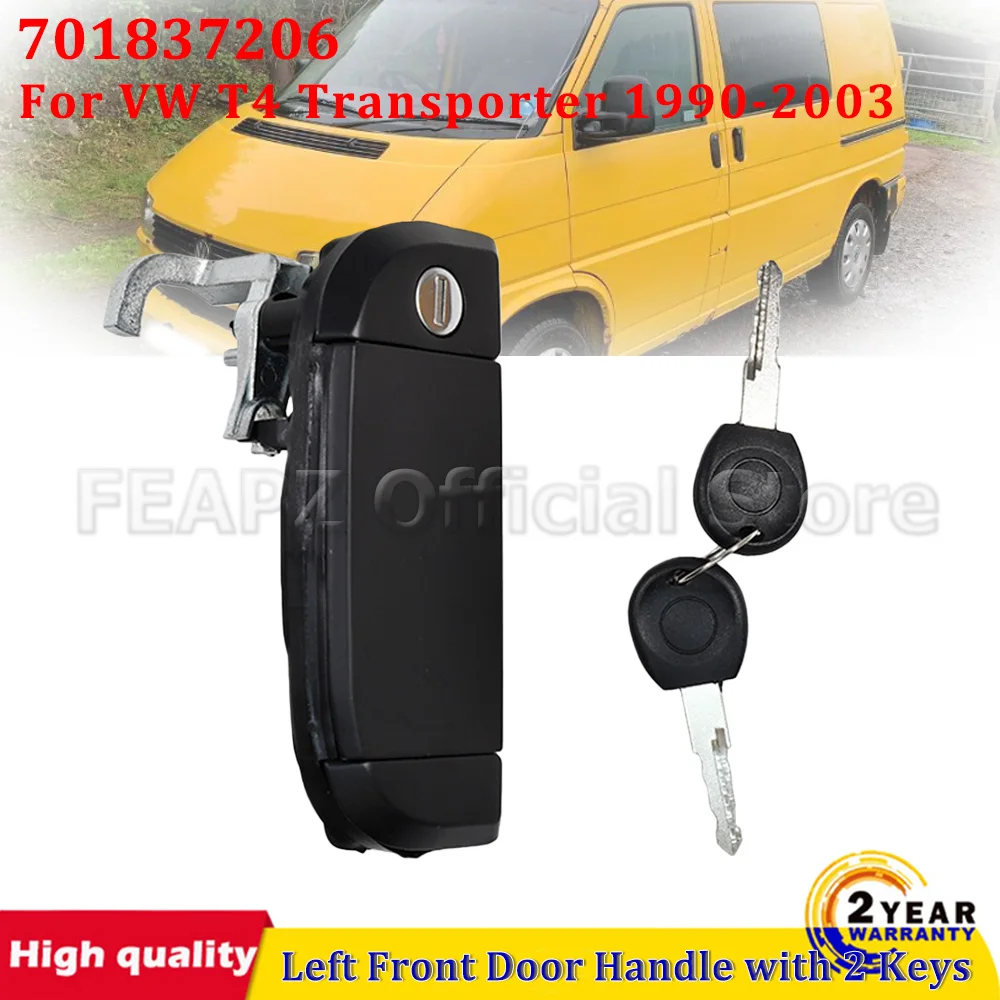 

For VW T4 Transporter 1990-2003 701837206 Left Front Car Door Handle Metal Replacement with 2 Key Passenger Side RHD Auto Parts