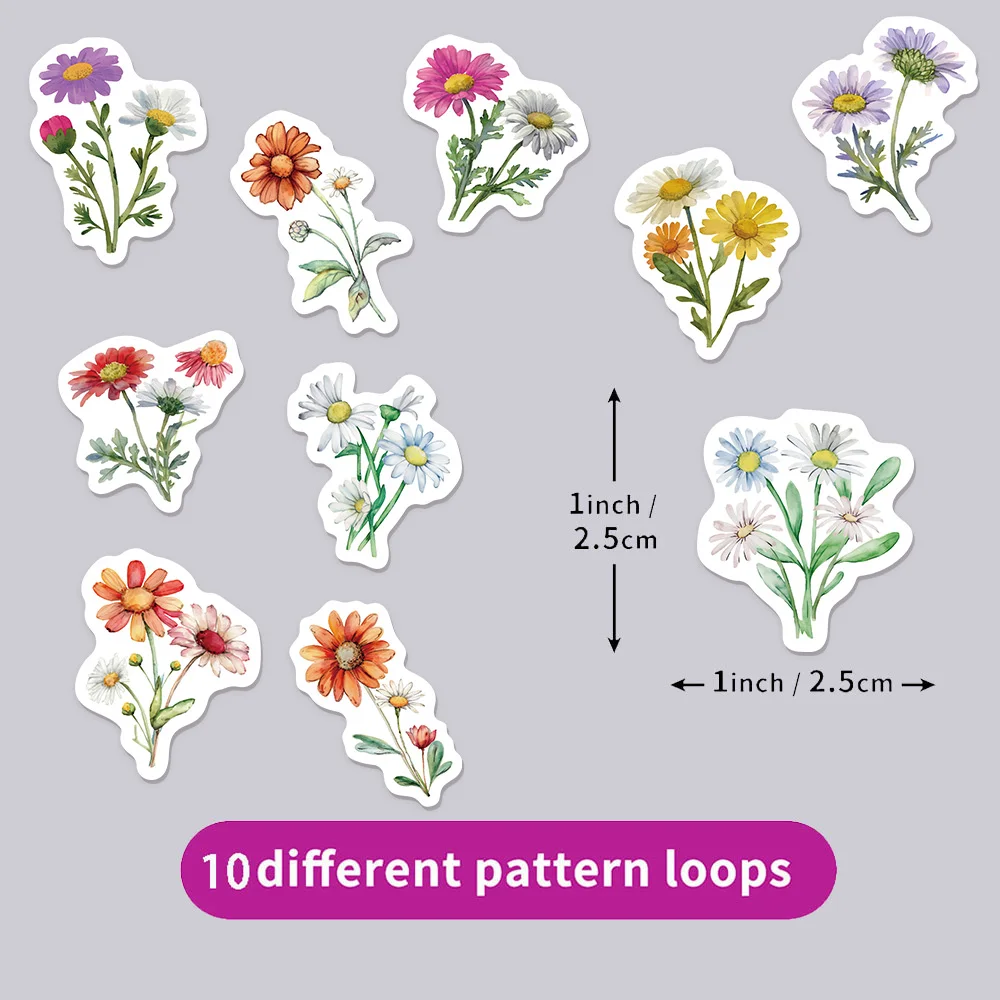 500PCS Cute Cartoon Daisy Wildflower Creative Graffiti Stickers DIY Luggage Speaker Skateboard Small Pattern Waterproof Stickers