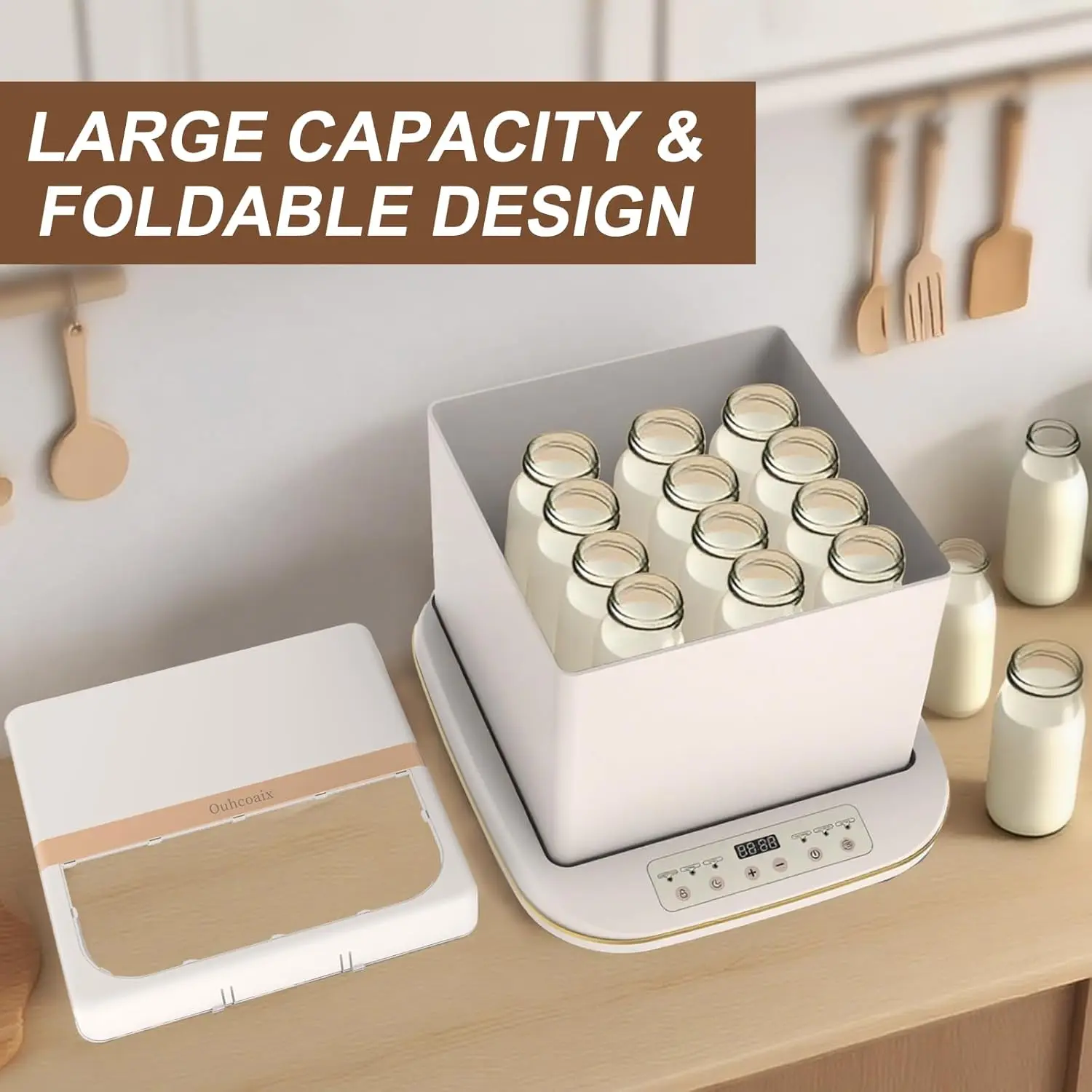 صندوق عازل للخبز قابل للطي وطباخ بطيء مع 0-120 ℃ التحكم في درجة الحرارة وصندوق التدقيق للمؤقت 10 ساعات للعالجة الحامضة، شعبي جديد #6