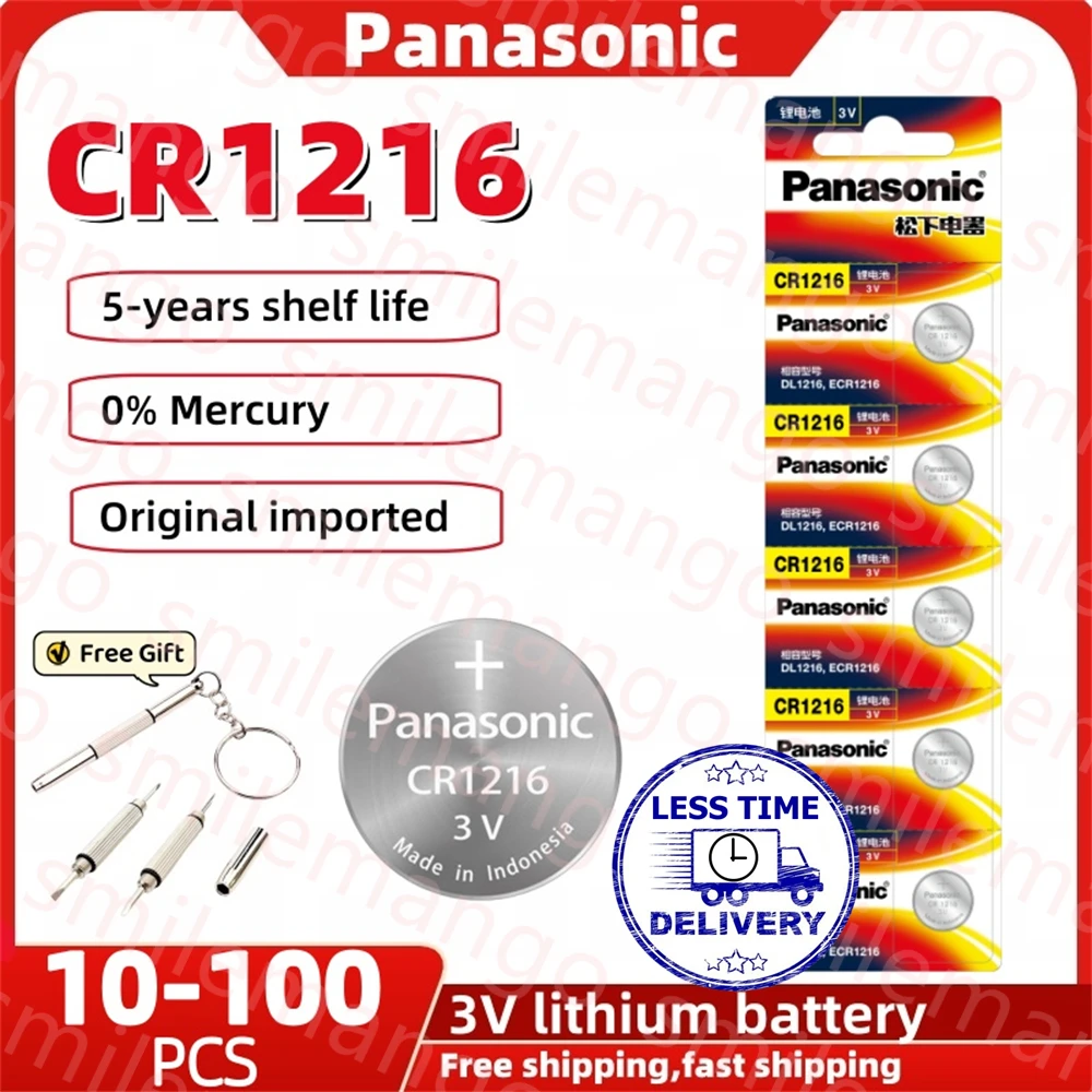 Panasonic CR1216 Button Battery Lithium 3V for Casio Quartz Watch Electronic Car Key Remote Control Button Lithium Battery