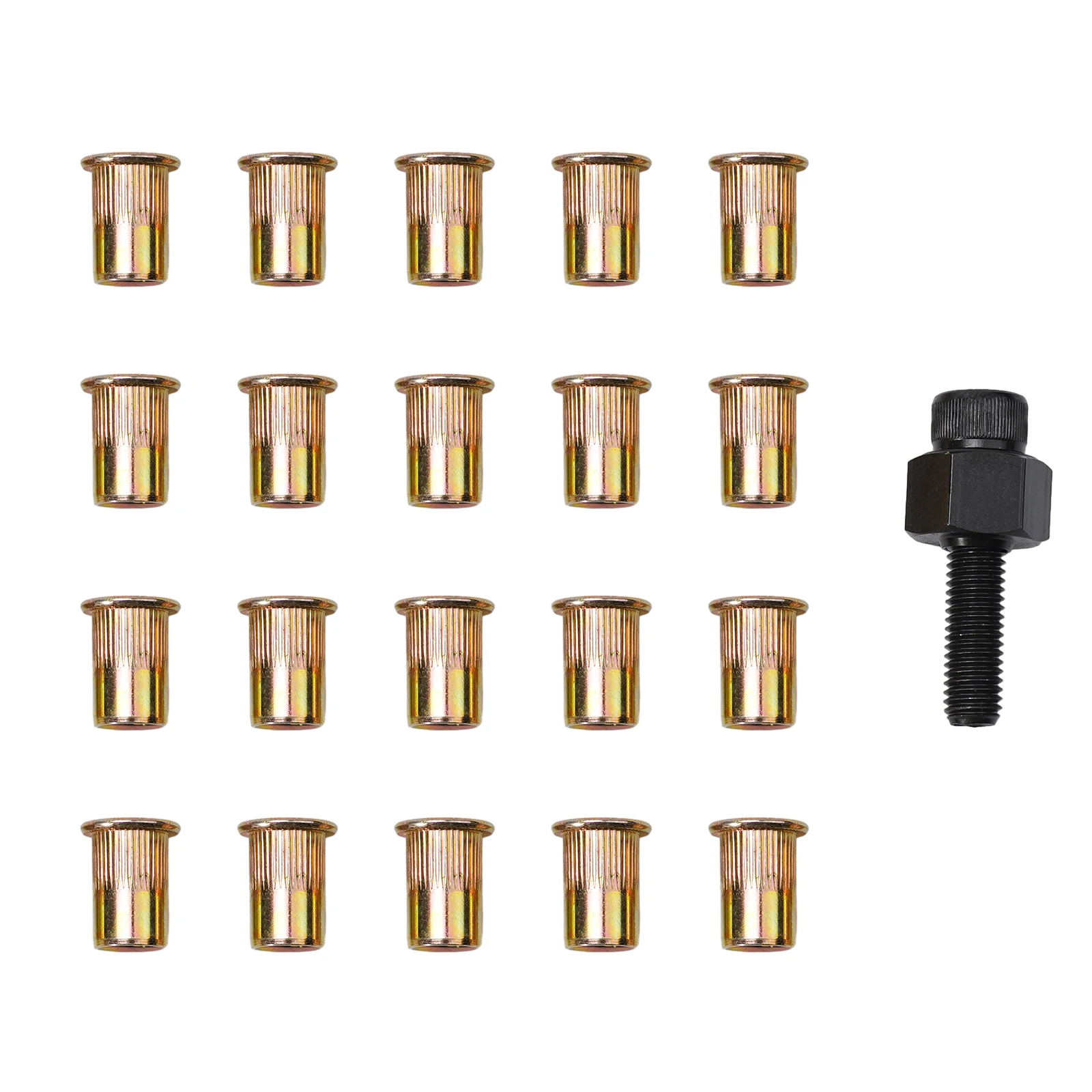 EROSHAK 25-Pack 1/4-20 Jack Nut Threaded Inserts – Zinc-Plated Steel Petal Nuts For Plastic, Plywood, Pressboard & Hardboard (Rivet Nuts For Blind Holes)