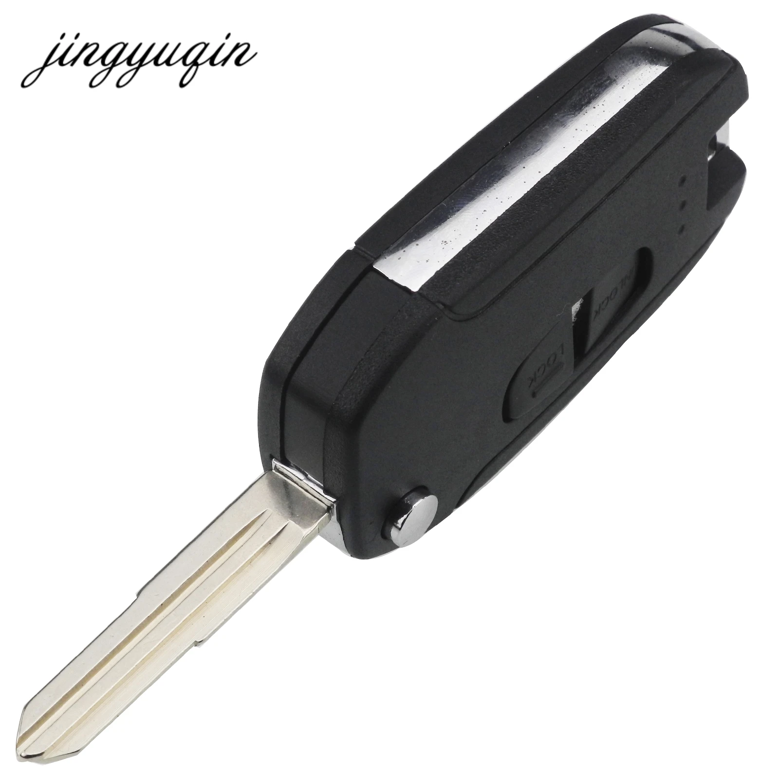 Jingyuqin custodia per chiave a distanza pieghevole pieghevole modificata per Mitsubishi Pajero 2 pulsanti MIT8 lama sinistra sostituzione chiave