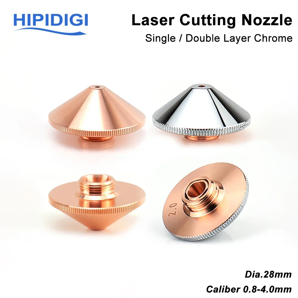 Laser Nozzle Precitec Fiber Cutting Head Parts Dia.28mm Caliber 0.8-4.0mm Single Double Layer Chrome Plated for WSX Raytools