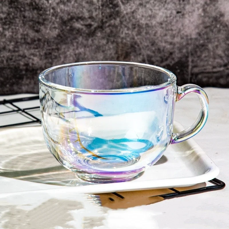 1Pcs 480ml Amber Heat-resistant Glass Coffee Tea Mug Drinks Dessert Breakfast Milk Cup Glass Mugs Handle Drinkware