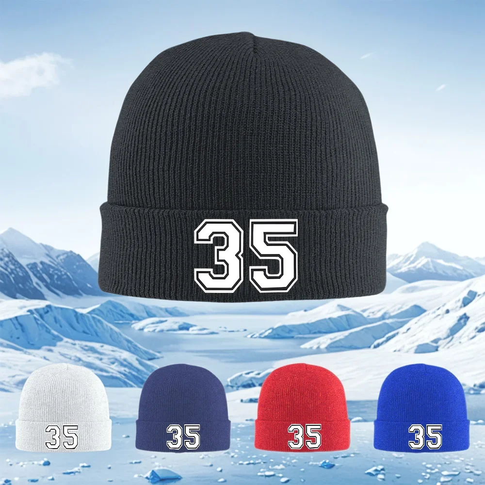 2026 Bold numbers with white outline Men Women Unisex Knitted Hat Beanie Pullover Cap Winter Thermal Warm Christmas Outdoor Cycl